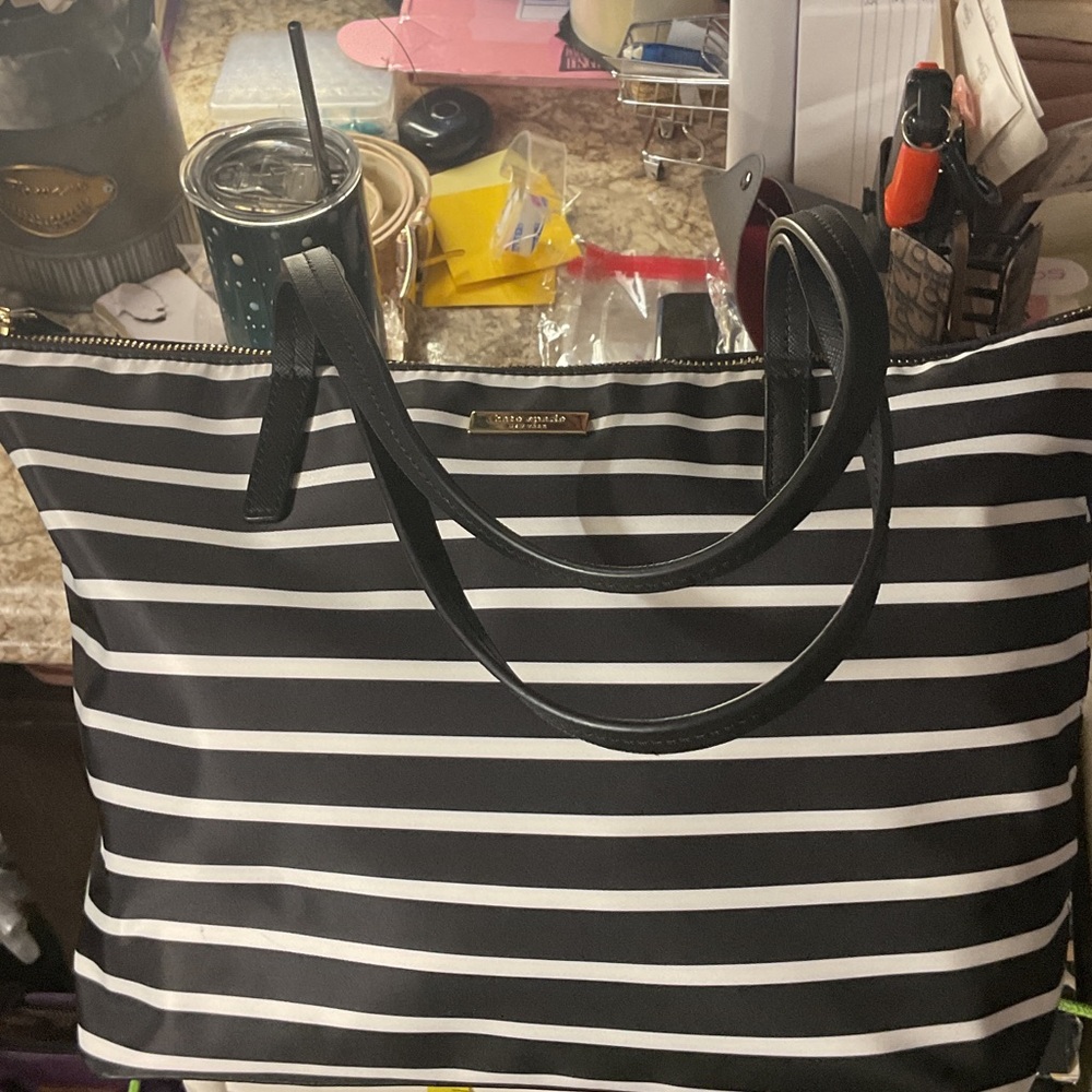 kate spade Black and White Striped Tote